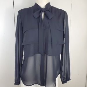 Sheer Black Long-Sleeve Top Women's Size Small
